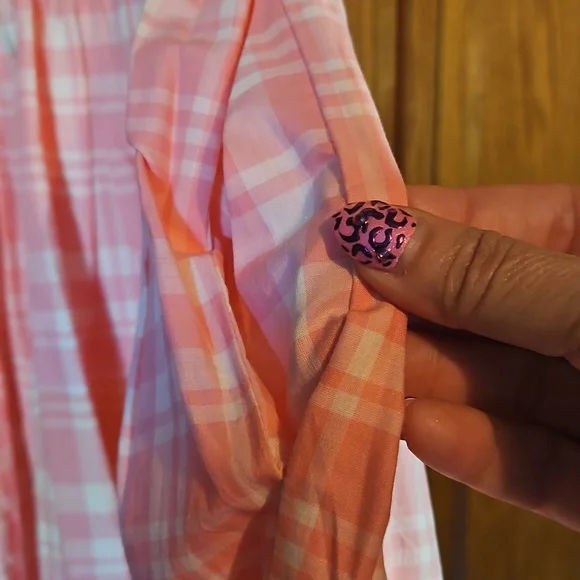 Pink Plaid Short Sleeve Dress - Picture 3 of 3